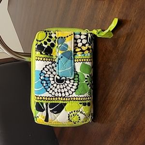 EUC-VERA Bradley Yellow/Lime Green/Turquoise " Quilted wallet missing strap vera